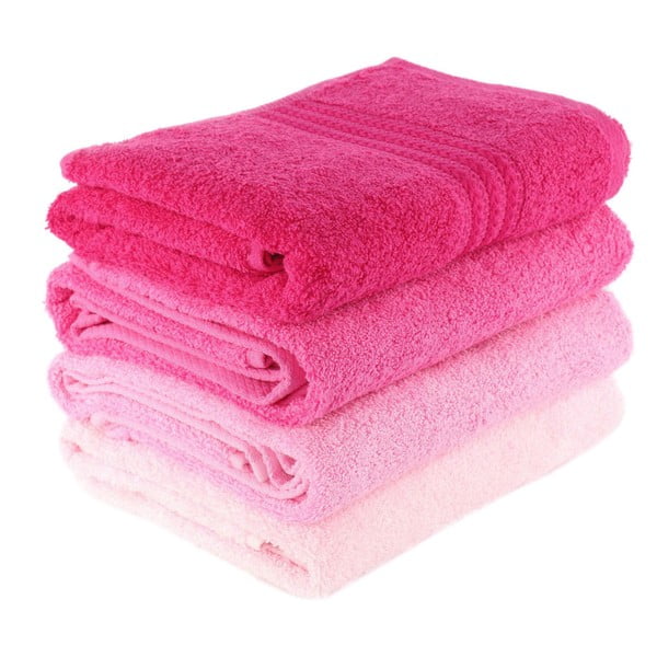 4 rožinių rankšluosčių rinkinys Foutastic Rose, 70 x 140 cm-image-1