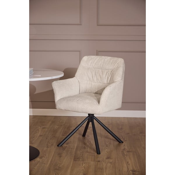 Smėlio spalvos iš audinio valgomojo kėdė su porankiais Alonso – Actona-image-2