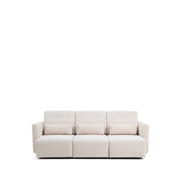 Smėlio spalvos reguliuojama/sulankstoma sofa iš šenilinio audinio su gultu 255 cm Lares – Kave Home-image-2