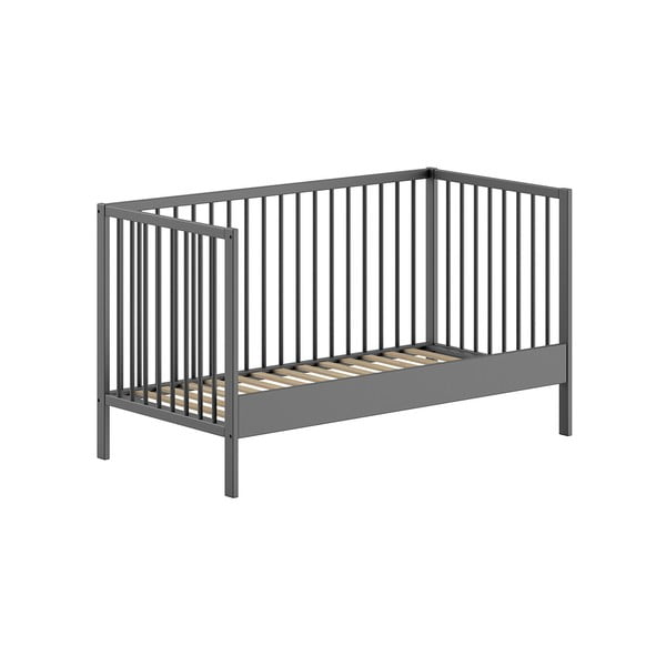 Iš pušies masyvo vaikiška lovelė antracito spalvos 70x140 cm DINO – Vipack-image-2