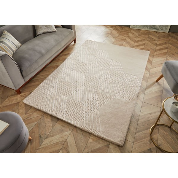 Smėlio spalvos vilnonis kilimas Flair Rugs Diamonds, 160 x 230 cm-image-4