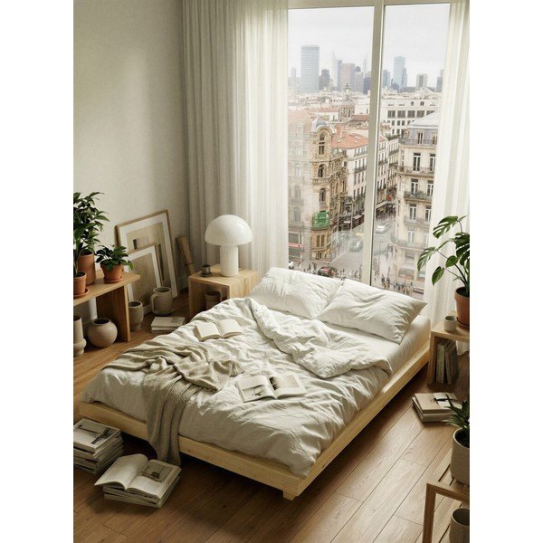 Natūralios spalvos iš pušies masyvo viengulė lova be galvūgalio su lovos grotelėmis 120x200 cm Dock – Karup-image-1