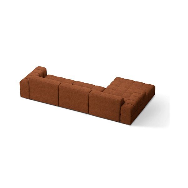 Terakotos spalvos kampinė sofa iš šenilinio audinio (su kairiuoju kampu/su gultu) Chicago – Cosmopolitan Design-image-2