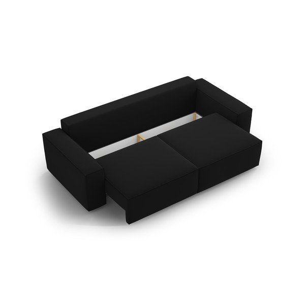 Juodos spalvos iš velveto sulankstoma/su sandėliavimo vieta sofa 247 cm Jodie – Micadoni -image-3
