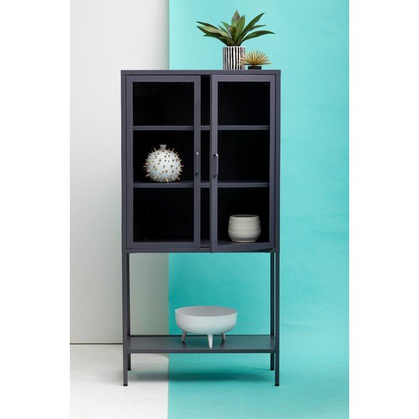 Pilkos spalvos iš plieno vitrina 75x150x35 cm Acier – Premier Housewares-image-4