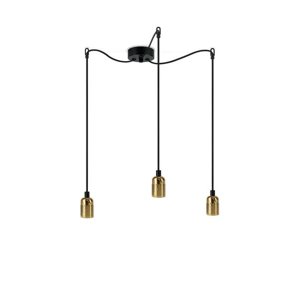 Juodas trijų šakų pakabinamas šviestuvas su aukso spalvos detalėmis Sotto Luce Uno