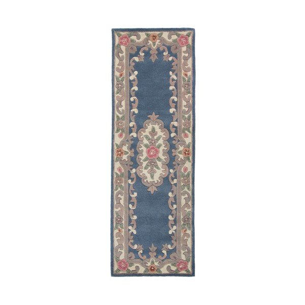 Mėlynas vilnonis kilimas Flair Rugs Aubusson, 67 x 210 cm