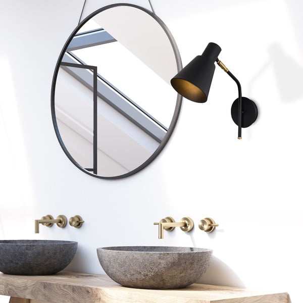 Juodos spalvos/auksinės spalvos sieninė lempa ø 15 cm Kem – Opviq lights-image-2