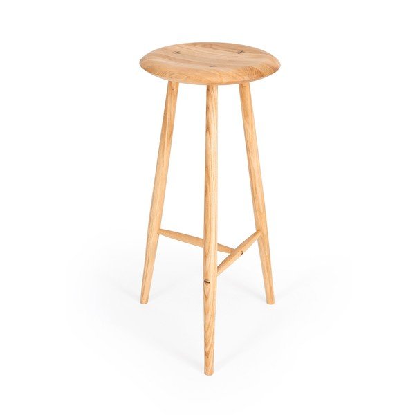Natūralios spalvos iš ąžuolo masyvo baro taburetė (sėdynės aukštis 75 cm) Blanc – Gazzda-image-4