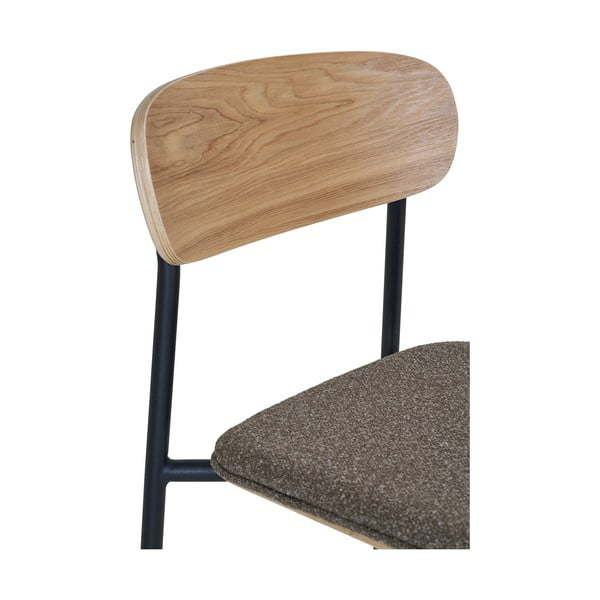 Juodos spalvos/rudos spalvos galima dėti viena ant kitos baro taburetė iš uosio (sėdynės aukštis 66 cm) Estepona – House Nordic-image-1