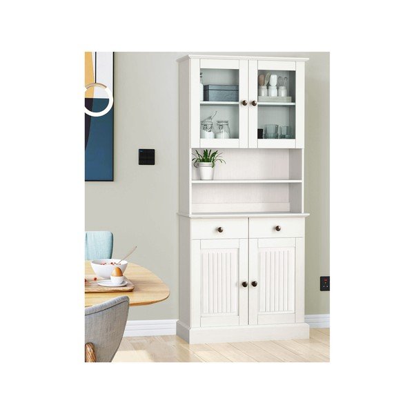 Iš pušies masyvo vitrina baltos spalvos 181x34 cm Mille – Støraa-image-1