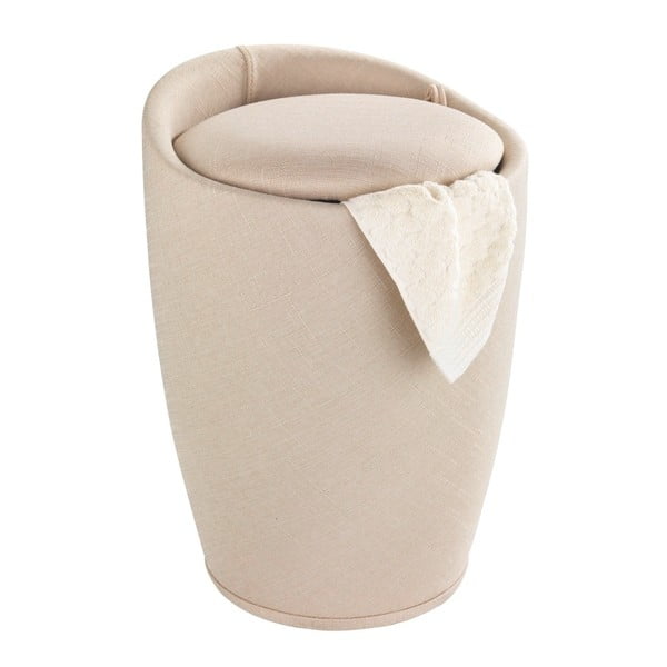Smėlio spalvos skalbinių krepšys ir taburetė viename Wenko Linen Look-image-2