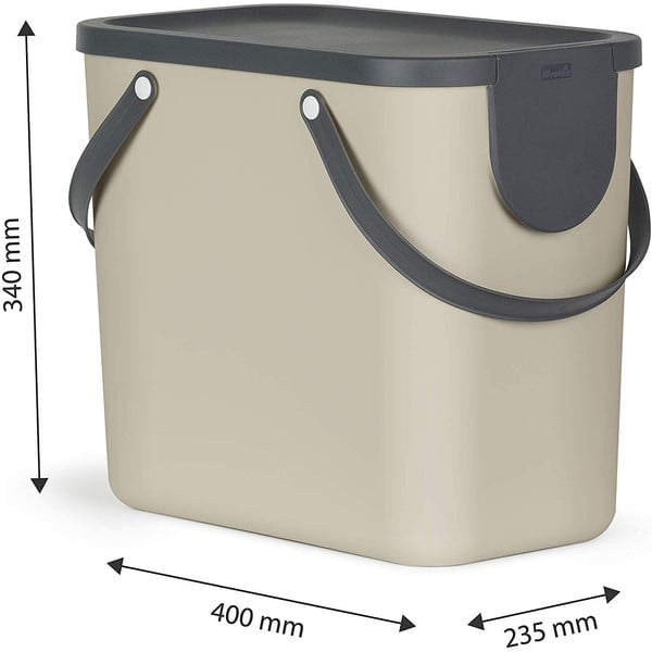 Šviesiai rudos spalvos iš perdirbto plastiko šiukšliadėžė rūšiavimui 25 l Albula – Rotho-image-2