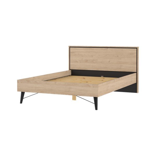 Natūralios spalvos dvigulė lova iš ąžuolo su lovos grotelėmis 140x200 cm Ry – Tvilum-image-3