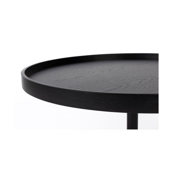 Juodos spalvos apvalios formos kavos staliukas su ąžuolo dekoro stalviršiu ø 70 cm Yuri L – White Label-image-2