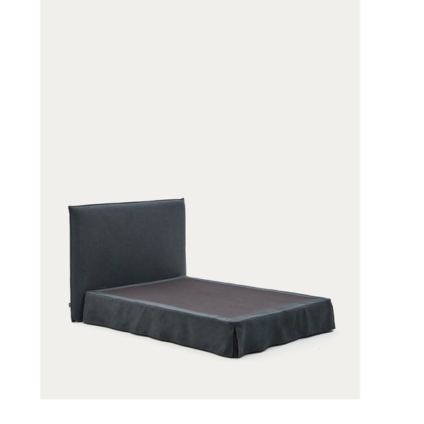 Antracito spalvos dvigulė lova audiniu dengta 160x200 cm Jaira – Kave Home-image-3