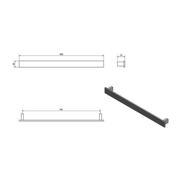 Sieninis rankšluosčio laikiklis matinės juodos spalvos Patron – Sapho-image-3