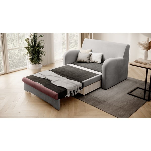 Rožinės spalvos/šviesiai pilkos spalvos iš velveto sulankstoma sofa 130 cm Ario – ELTAP-image-2