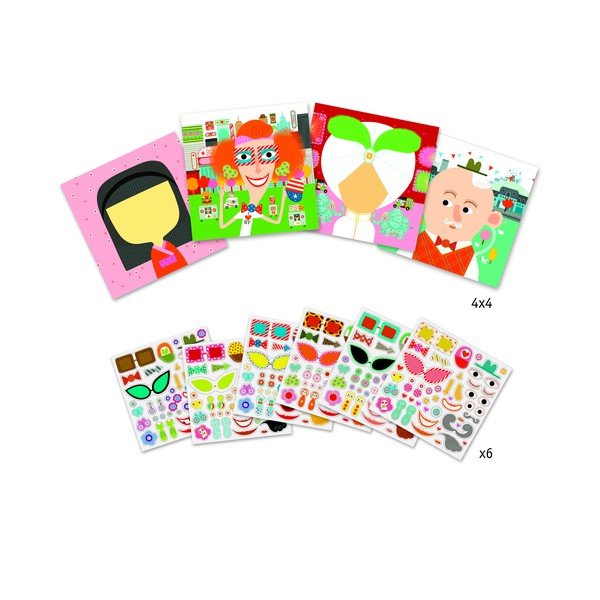 Paveikslėlių su lipdukais rinkinys Djeco Faces-image-1