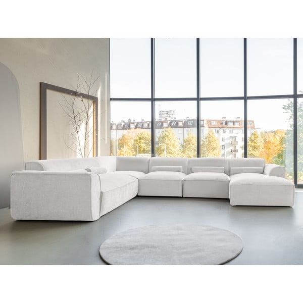 Kampinė sofa kreminės spalvos (su kairiuoju kampu/„U“ formos) Flex Felix – Miuform-image-4