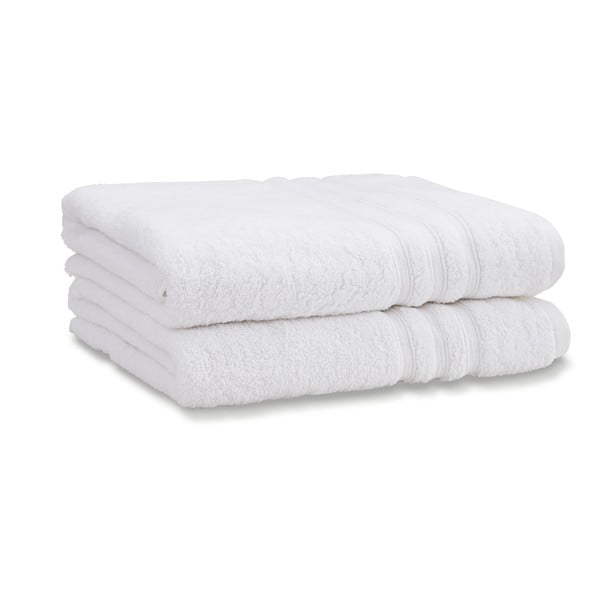 Baltos spalvos iš frote audinio iš medvilnės vonios rankšluosčiai 2 vnt. 90x140 cm Zero Twist – Catherine Lansfield