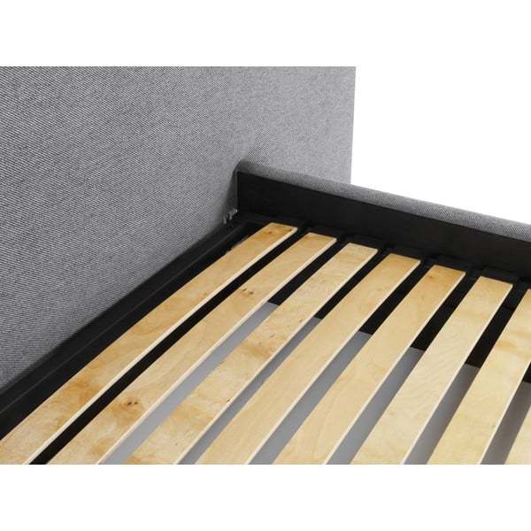 Dvigulė lova pilkos spalvos audiniu dengta su sandėliavimo vieta su lovos grotelėmis 180x200 cm Walter – Milo Casa-image-4