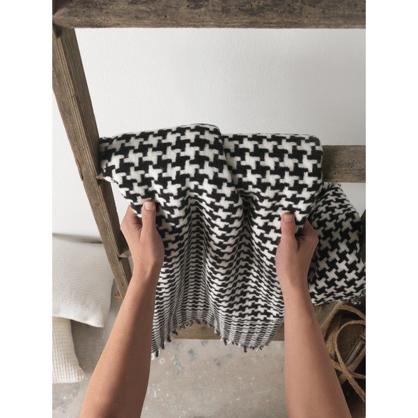 Juodai baltas medvilninis pledas Euromant Pearls, 140 x 180 cm-image-1