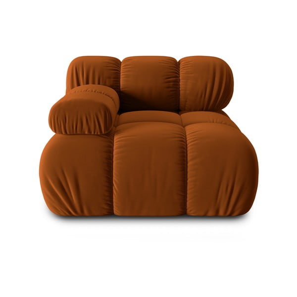 Modulinė sofa oranžinės spalvos iš velveto (su kairiuoju kampu) Bellis – Micadoni Home
