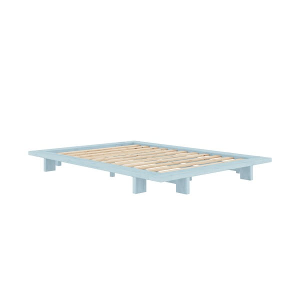 Iš pušies masyvo dvigulė lova šviesiai mėlynos spalvos su lovos grotelėmis 160x200 cm Japan – Karup Design