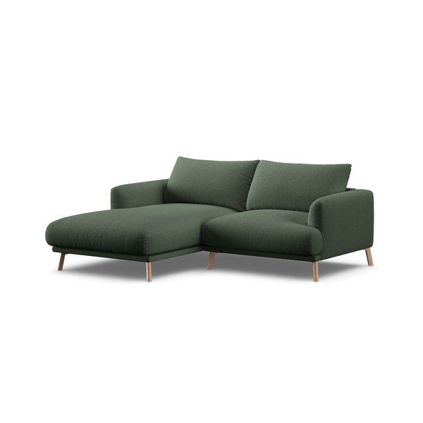 Žalios spalvos kampinė sofa (su kairiuoju kampu/su gultu) Naomi – Micadoni 