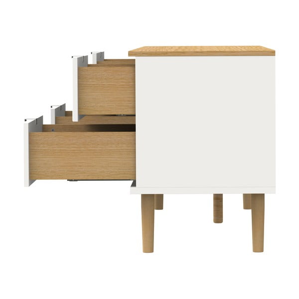 TV spintelė baltos spalvos/natūralios spalvos iš ąžuolo 162x61 cm Skagen – Tenzo-image-4