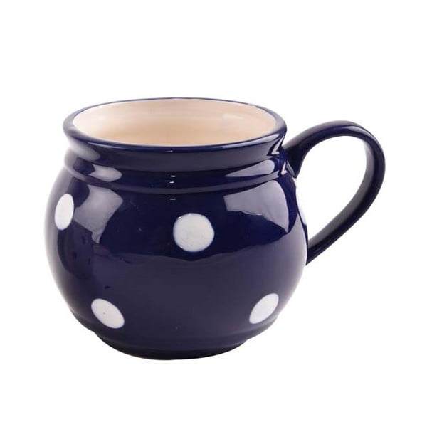 Mėlynas keraminis puodelis su taškeliais Dakls, 1 l