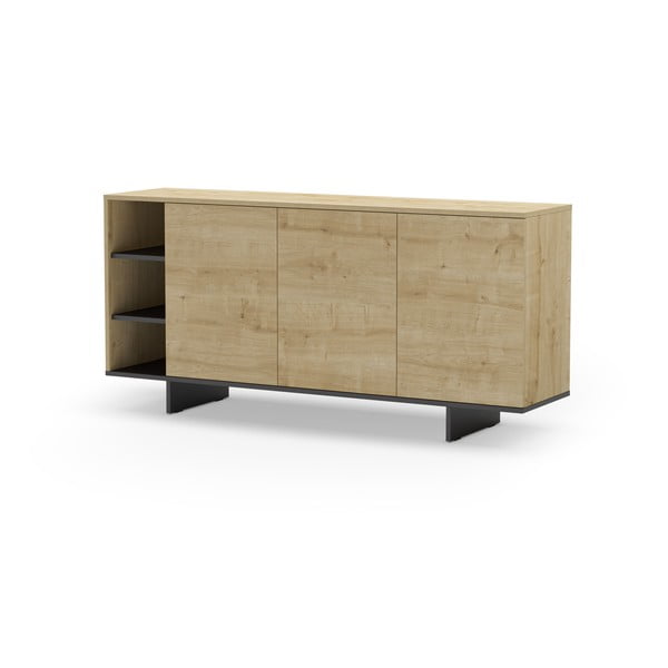 Žema šoninė spintelė natūralios spalvos iš ąžuolo 170x80 cm Cequoia – Marckeric-image-3