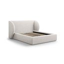 Dvigulė lova šviesiai pilkos spalvos audiniu dengta su sandėliavimo vieta su lovos grotelėmis 160x200 cm Miley – Micadoni 