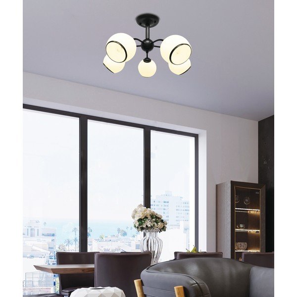 Juodos ir baltos spalvos lubinis šviestuvas 56x56 cm su stiklo gaubtu Marinen – Candellux Lighting-image-1