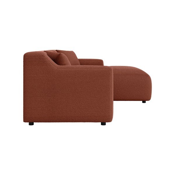 Raudonos plytų spalvos iš kordinio velveto kampinė sofa (su dešiniuoju kampu/su gultu) Martin – Ropez-image-3