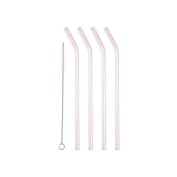 Iš stiklo  šiaudeliai 4 vnt. su valymo įrankiais – Lyngby Glas