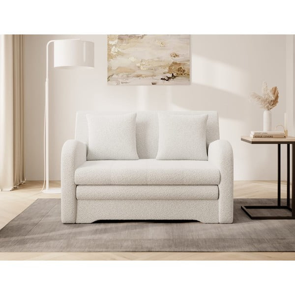 Baltos spalvos iš boucle sulankstoma/su sandėliavimo vieta sofa 130 cm Ario – ELTAP-image-1
