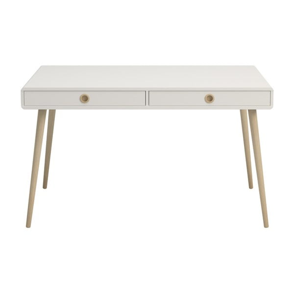 Kreminės ir baltos spalvos rašomasis stalas Steens Soft Line, plotis 130,1 cm