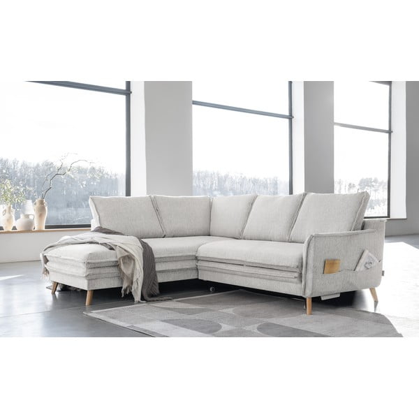 Sulankstoma kampinė sofa smėlio spalvos (su kairiuoju kampu) Charming Charlie – Miuform-image-3