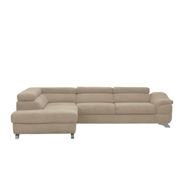 "Windsor & Co Sofos Gamma" rudos ir pilkos spalvos sofa-lova su aksomo apmušalais, kairysis kampas