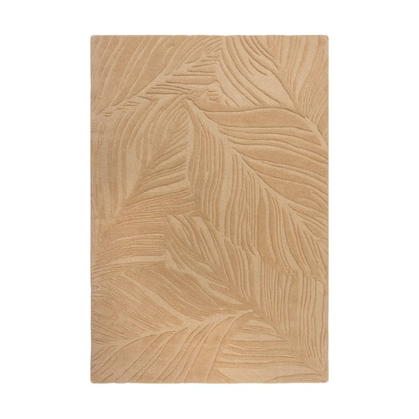 Šviesiai rudas vilnonis kilimas Flair Rugs Lino Leaf, 160 x 230 cm