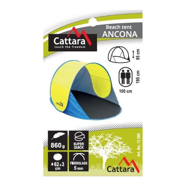 Geltonos ir mėlynos spalvos paplūdimio palapinė Cattara Ancona-image-2
