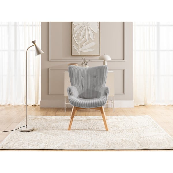 Pilkos spalvos iš kordinio velveto krėslas Niko – Ropez-image-1