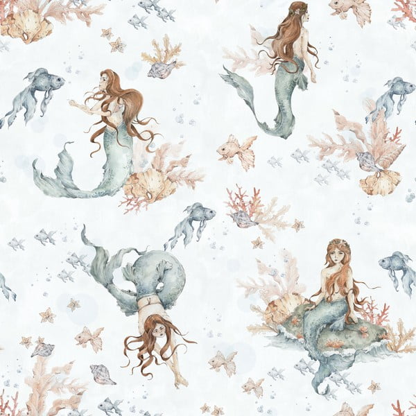 Vaikiški tapetai 100x280 cm Mermaids in Waves - Dekornik