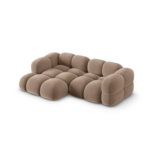 Rudos spalvos iš velveto kampinė sofa (su kairiuoju kampu/su gultu) Loretto – Cosmopolitan Design-image-3