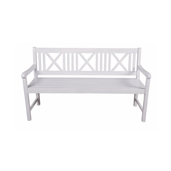 Medžio masyvo sodo suoliukas baltos spalvos Malmö – Garden Pleasure-image-1