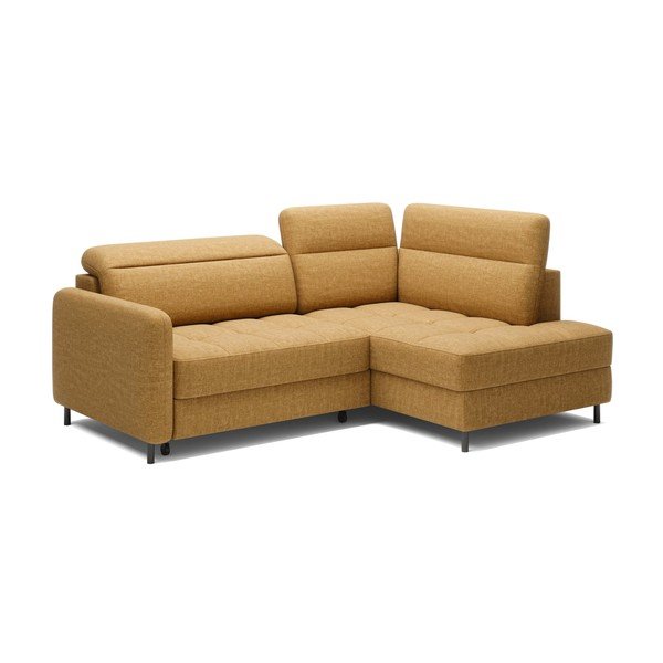 Geltonos spalvos iš velveto sulankstoma/su sandėliavimo vieta kampinė sofa (su dešiniuoju kampu/„L“ formos) Barea – ELTAP-image-2