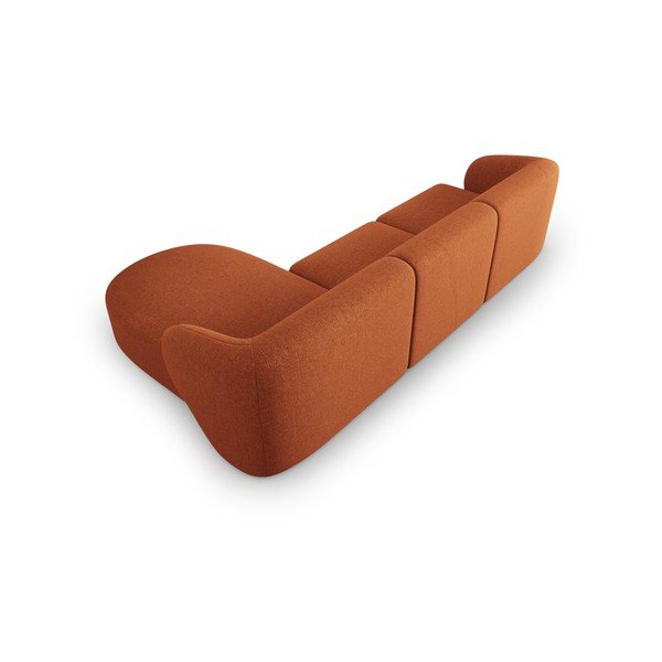 Terakotos spalvos iš šenilinio audinio kampinė sofa (su dešiniuoju kampu/su gultu) Paolo – Milo Casa-image-3