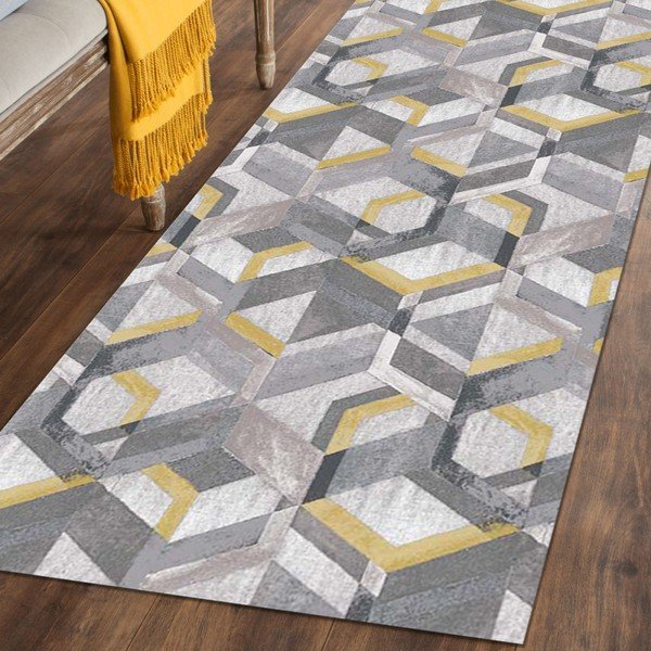 Geltonai pilka Floorita Retro bėgimo takelis, 60 x 190 cm-image-1